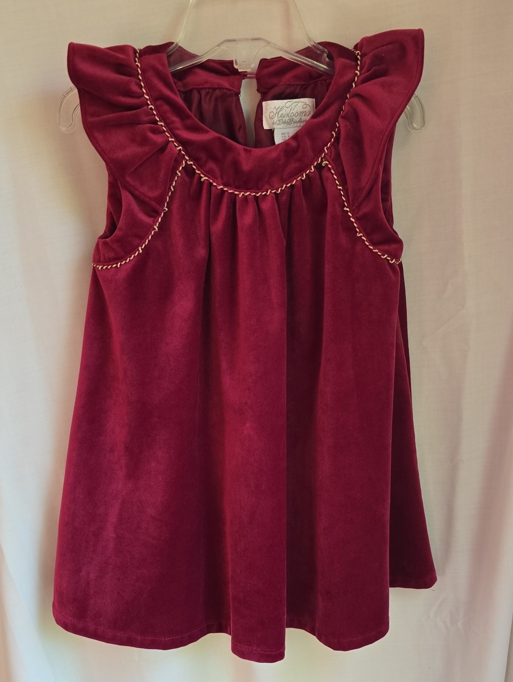 Holiday Velvet Ruffle Dress for Girls - Burgundy by Hazel & Olive